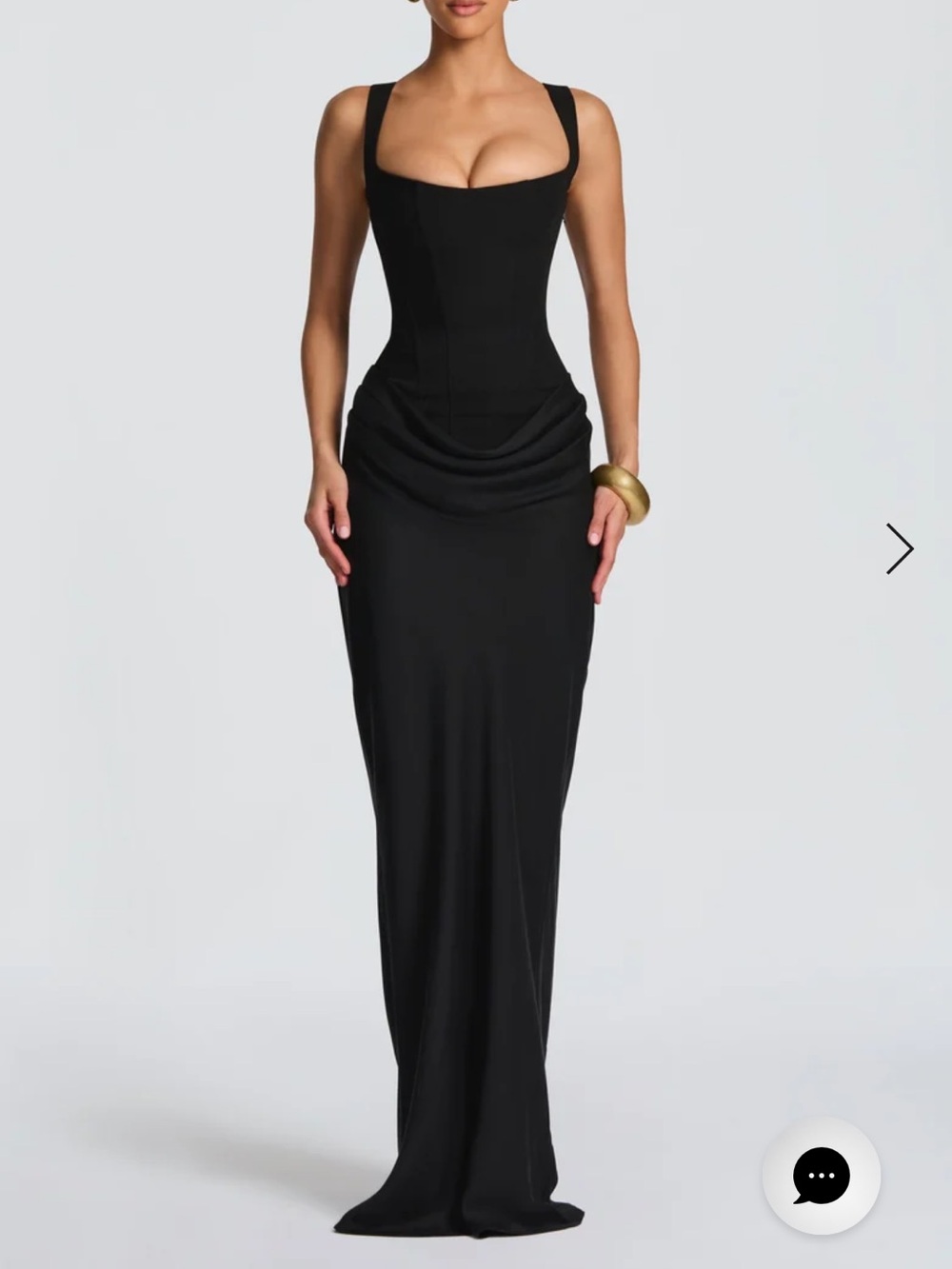 Elegant Black Maxi Dress with Sculpted Bodice - Women's Black Dress